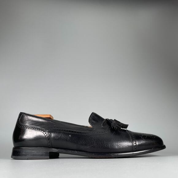 Mezlan Havana Men\'s Size 11 Black Leather Slip On Tassel Loafers Dress Shoes EUC